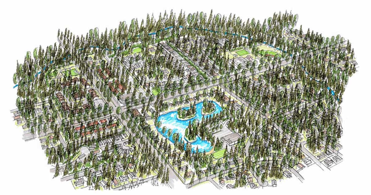 illustrated map of the Brookwsood neighborhood Fraser Valley British Columbia